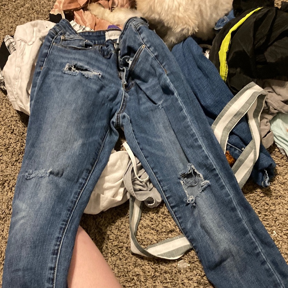 Blue ripped jeans